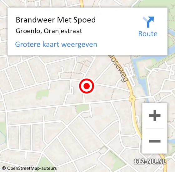 Locatie op kaart van de 112 melding: Brandweer Met Spoed Naar Groenlo, Oranjestraat op 27 juni 2021 00:16