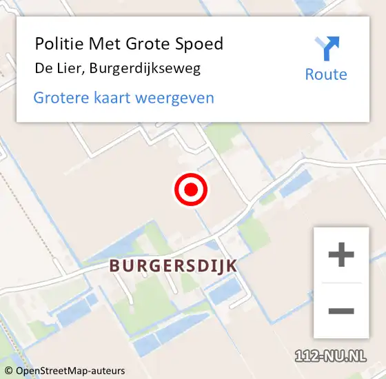 Locatie op kaart van de 112 melding: Politie Met Grote Spoed Naar De Lier, Burgerdijkseweg op 27 juni 2021 00:53