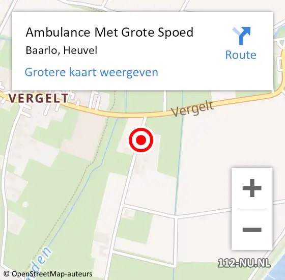Locatie op kaart van de 112 melding: Ambulance Met Grote Spoed Naar Baarlo, Heuvel op 14 juni 2014 13:29