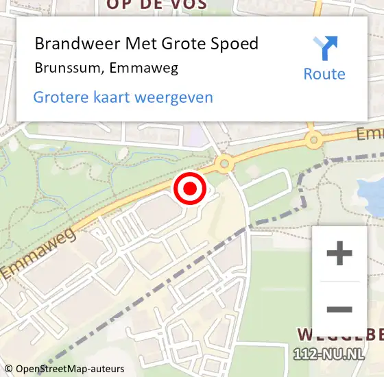 Locatie op kaart van de 112 melding: Brandweer Met Grote Spoed Naar Brunssum, Emmaweg op 27 juni 2021 01:15