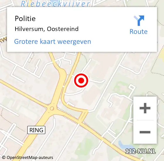 Locatie op kaart van de 112 melding: Politie Hilversum, Oostereind op 27 juni 2021 01:38