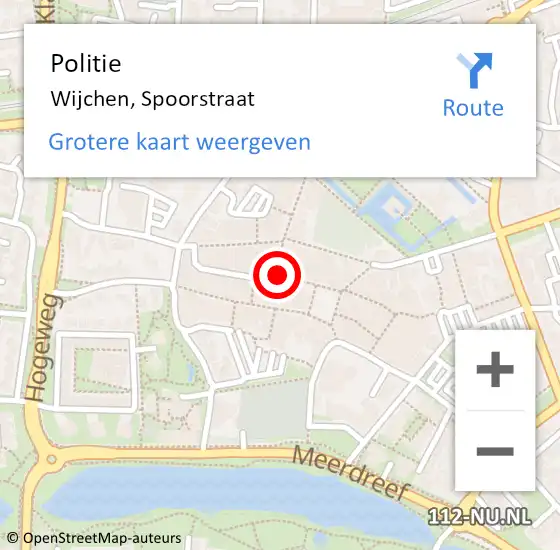 Locatie op kaart van de 112 melding: Politie Wijchen, Spoorstraat op 27 juni 2021 01:56