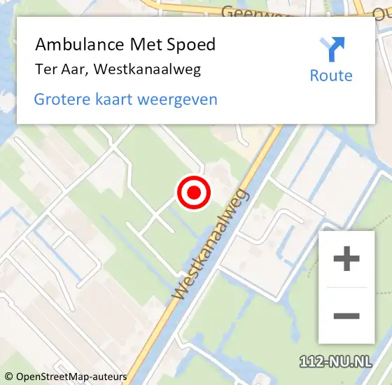 Locatie op kaart van de 112 melding: Ambulance Met Spoed Naar Ter Aar, Westkanaalweg op 27 juni 2021 02:08