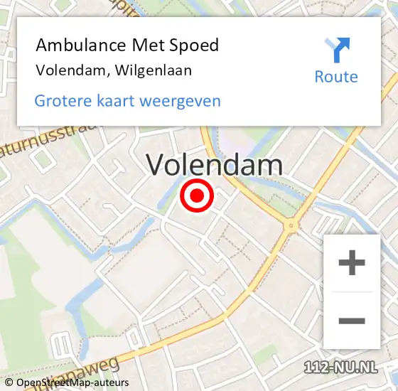 Locatie op kaart van de 112 melding: Ambulance Met Spoed Naar Volendam, Wilgenlaan op 27 juni 2021 02:10