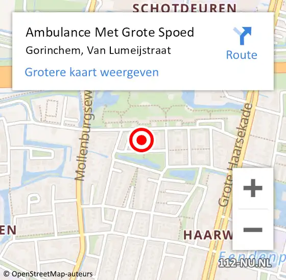 Locatie op kaart van de 112 melding: Ambulance Met Grote Spoed Naar Gorinchem, Van Lumeijstraat op 27 juni 2021 02:10