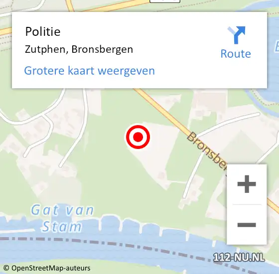 Locatie op kaart van de 112 melding: Politie Zutphen, Bronsbergen op 27 juni 2021 02:21