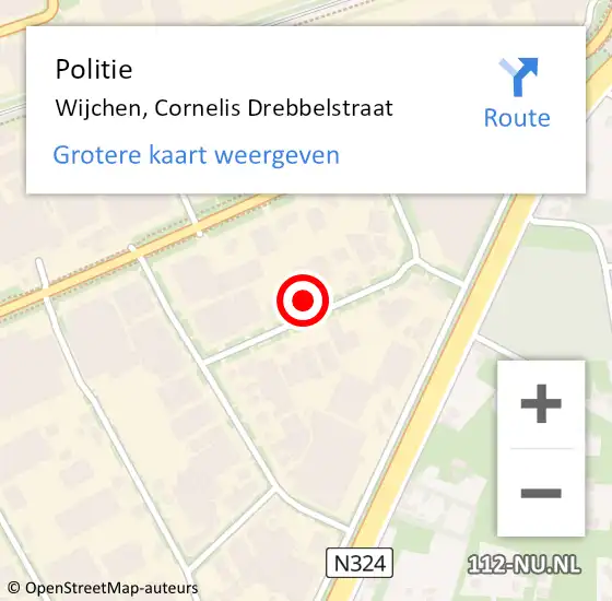 Locatie op kaart van de 112 melding: Politie Wijchen, Cornelis Drebbelstraat op 27 juni 2021 02:25