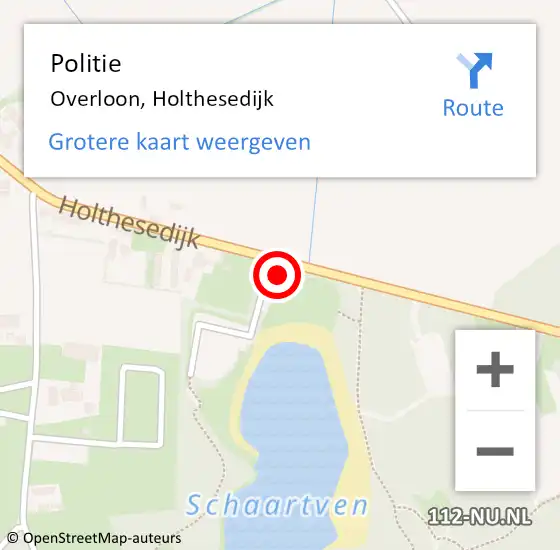 Locatie op kaart van de 112 melding: Politie Overloon, Holthesedijk op 27 juni 2021 02:26