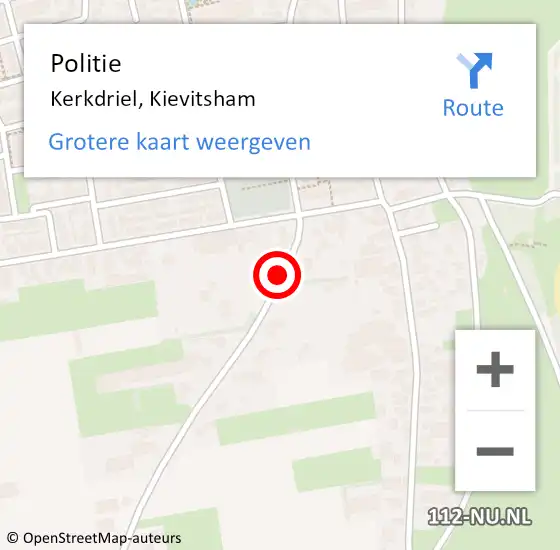 Locatie op kaart van de 112 melding: Politie Kerkdriel, Kievitsham op 27 juni 2021 02:49