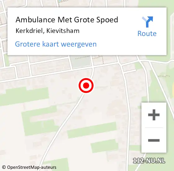 Locatie op kaart van de 112 melding: Ambulance Met Grote Spoed Naar Kerkdriel, Kievitsham op 27 juni 2021 02:49