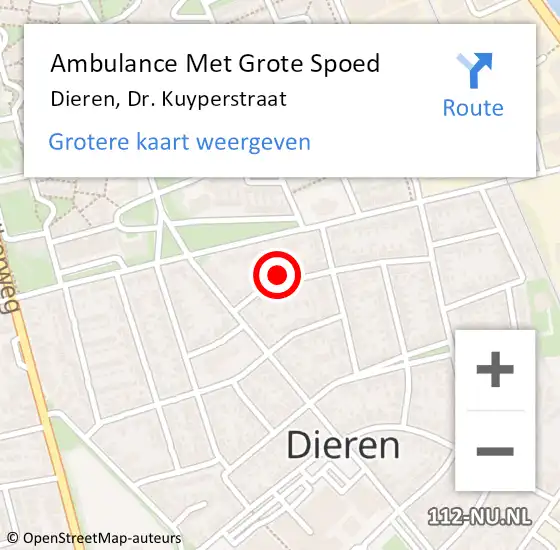 Locatie op kaart van de 112 melding: Ambulance Met Grote Spoed Naar Dieren, Dr. Kuyperstraat op 27 juni 2021 03:09