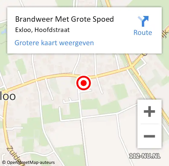 Locatie op kaart van de 112 melding: Brandweer Met Grote Spoed Naar Exloo, Hoofdstraat op 27 juni 2021 03:43