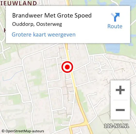 Locatie op kaart van de 112 melding: Brandweer Met Grote Spoed Naar Ouddorp, Oosterweg op 27 juni 2021 04:25