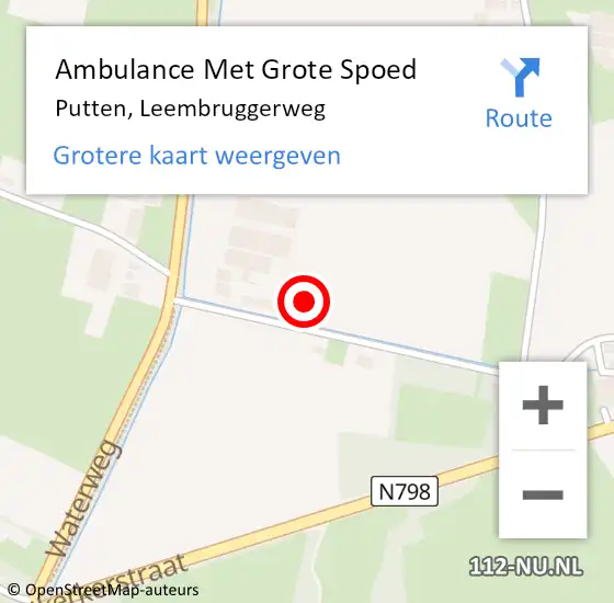 Locatie op kaart van de 112 melding: Ambulance Met Grote Spoed Naar Putten, Leembruggerweg op 27 juni 2021 05:01