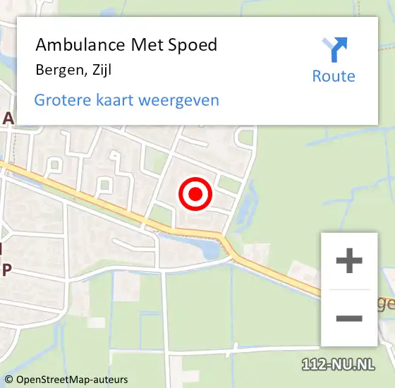 Locatie op kaart van de 112 melding: Ambulance Met Spoed Naar Bergen, Zijl op 27 juni 2021 05:14