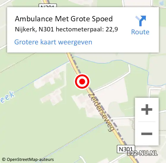 Locatie op kaart van de 112 melding: Ambulance Met Grote Spoed Naar Nijkerk, N301 hectometerpaal: 22,9 op 27 juni 2021 05:17