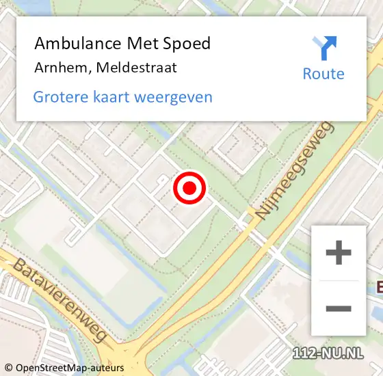 Locatie op kaart van de 112 melding: Ambulance Met Spoed Naar Arnhem, Meldestraat op 27 juni 2021 06:51