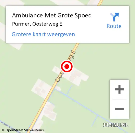 Locatie op kaart van de 112 melding: Ambulance Met Grote Spoed Naar Purmer, Oosterweg E op 27 juni 2021 09:16