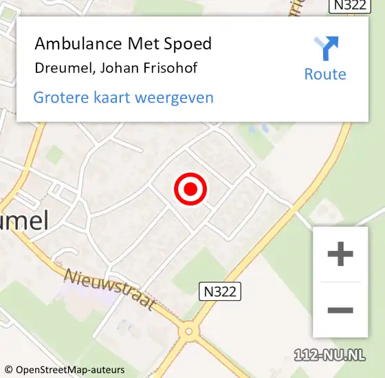 Locatie op kaart van de 112 melding: Ambulance Met Spoed Naar Dreumel, Johan Frisohof op 27 juni 2021 09:31