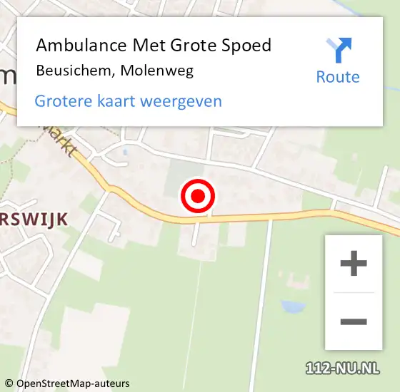 Locatie op kaart van de 112 melding: Ambulance Met Grote Spoed Naar Beusichem, Molenweg op 27 juni 2021 09:44