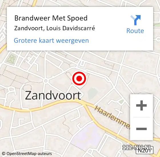 Locatie op kaart van de 112 melding: Brandweer Met Spoed Naar Zandvoort, Louis Davidscarré op 27 juni 2021 10:01