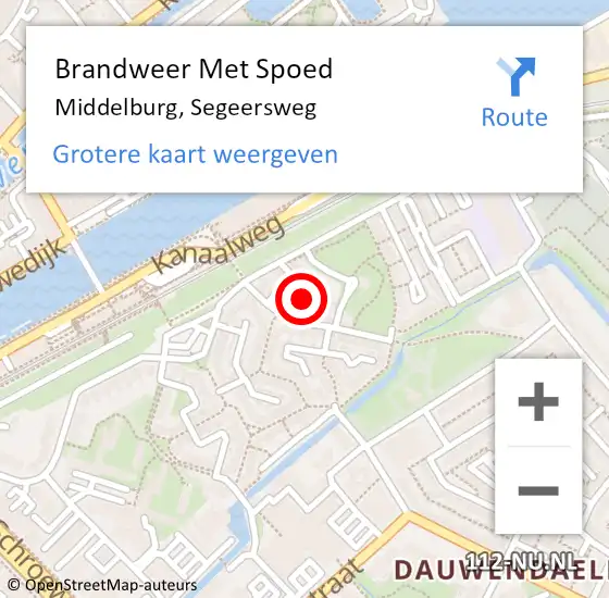 Locatie op kaart van de 112 melding: Brandweer Met Spoed Naar Middelburg, Segeersweg op 27 juni 2021 10:18