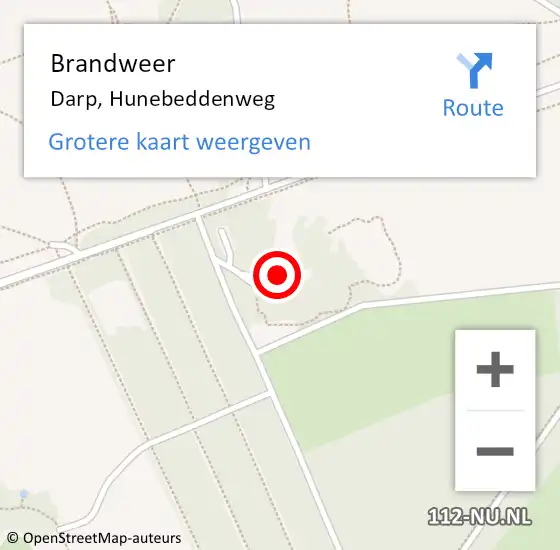 Locatie op kaart van de 112 melding: Brandweer Darp, Hunebeddenweg op 14 juni 2014 13:56