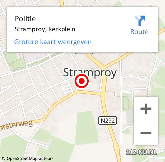 Locatie op kaart van de 112 melding: Politie Stramproy, Kerkplein op 27 juni 2021 10:32