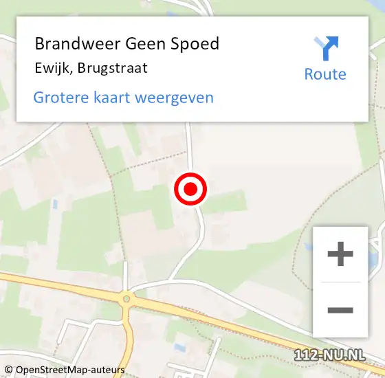 Locatie op kaart van de 112 melding: Brandweer Geen Spoed Naar Ewijk, Brugstraat op 27 juni 2021 10:34