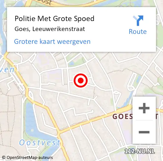 Locatie op kaart van de 112 melding: Politie Met Grote Spoed Naar Goes, Leeuwerikenstraat op 27 juni 2021 10:35