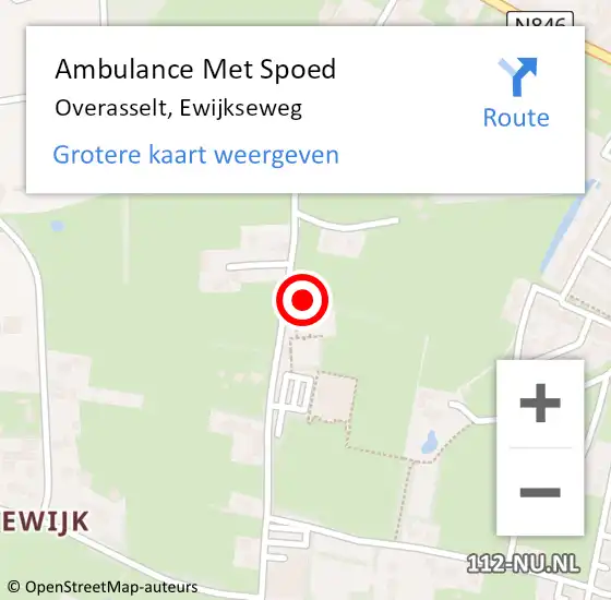 Locatie op kaart van de 112 melding: Ambulance Met Spoed Naar Overasselt, Ewijkseweg op 27 juni 2021 11:05