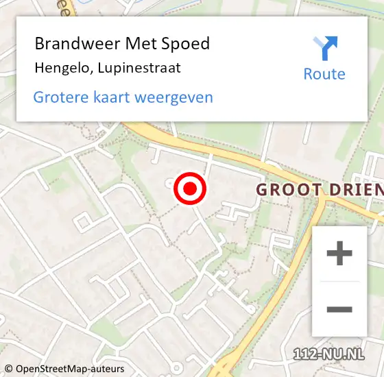 Locatie op kaart van de 112 melding: Brandweer Met Spoed Naar Hengelo, Lupinestraat op 27 juni 2021 11:14