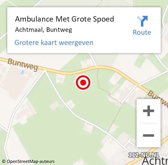 Locatie op kaart van de 112 melding: Ambulance Met Grote Spoed Naar Achtmaal, Buntweg op 27 juni 2021 11:21