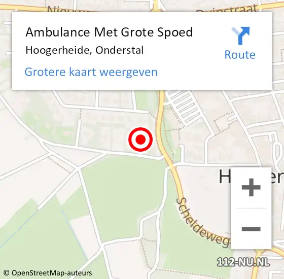 Locatie op kaart van de 112 melding: Ambulance Met Grote Spoed Naar Hoogerheide, Onderstal op 27 juni 2021 11:40