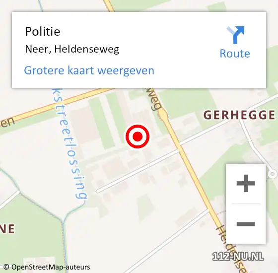 Locatie op kaart van de 112 melding: Politie Neer, Heldenseweg op 27 juni 2021 11:45