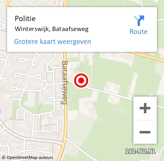 Locatie op kaart van de 112 melding: Politie Winterswijk, Bataafseweg op 27 juni 2021 12:00