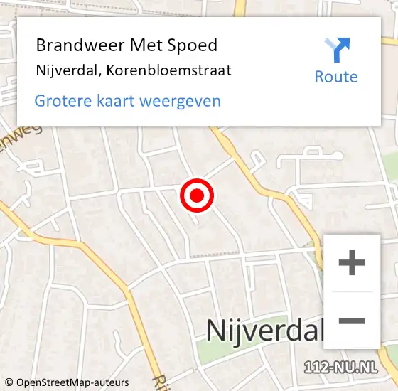 Locatie op kaart van de 112 melding: Brandweer Met Spoed Naar Nijverdal, Korenbloemstraat op 27 juni 2021 12:01