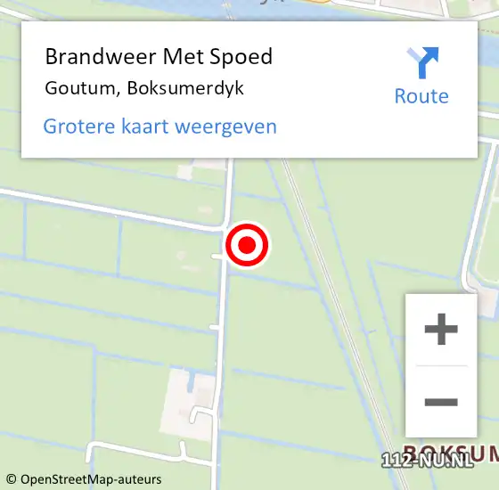 Locatie op kaart van de 112 melding: Brandweer Met Spoed Naar Goutum, Boksumerdyk op 27 juni 2021 12:10