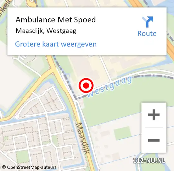 Locatie op kaart van de 112 melding: Ambulance Met Spoed Naar Maasdijk, Westgaag op 27 juni 2021 12:19