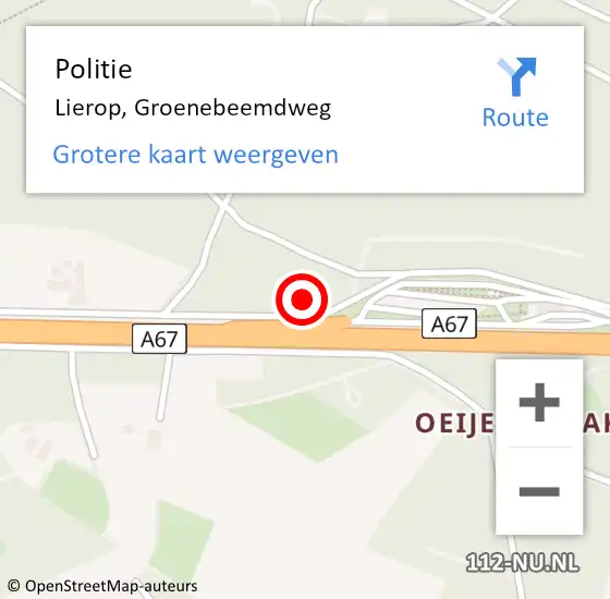 Locatie op kaart van de 112 melding: Politie Lierop, Groenebeemdweg op 27 juni 2021 12:21