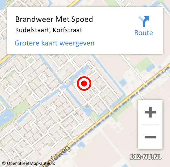 Locatie op kaart van de 112 melding: Brandweer Met Spoed Naar Kudelstaart, Korfstraat op 27 juni 2021 12:40