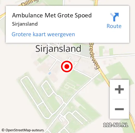 Locatie op kaart van de 112 melding: Ambulance Met Grote Spoed Naar Sirjansland op 27 juni 2021 12:43