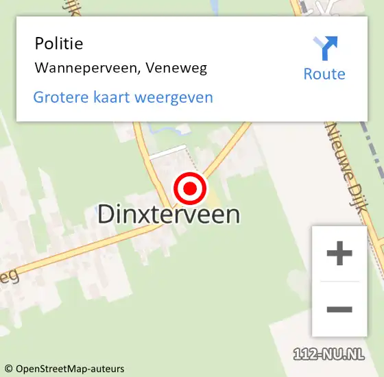 Locatie op kaart van de 112 melding: Politie Wanneperveen, Veneweg op 27 juni 2021 12:45