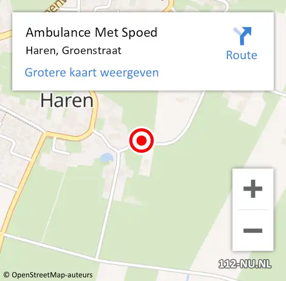 Locatie op kaart van de 112 melding: Ambulance Met Spoed Naar Haren, Groenstraat op 14 juni 2014 14:12