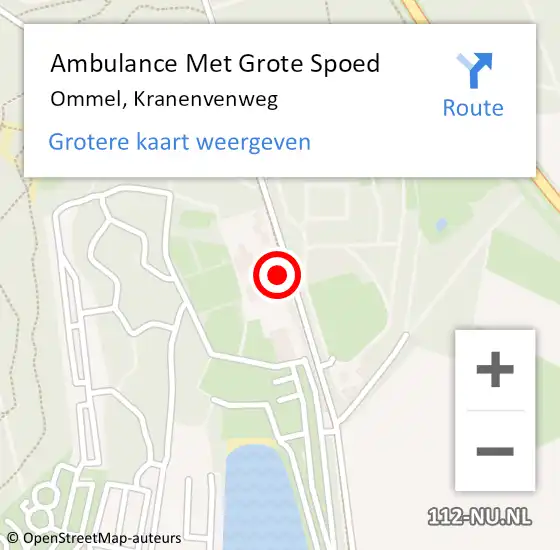 Locatie op kaart van de 112 melding: Ambulance Met Grote Spoed Naar Ommel, Kranenvenweg op 27 juni 2021 13:09
