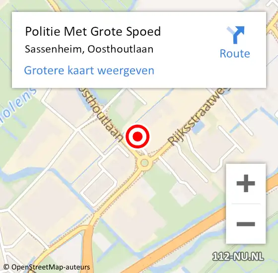 Locatie op kaart van de 112 melding: Politie Met Grote Spoed Naar Sassenheim, Oosthoutlaan op 27 juni 2021 13:12