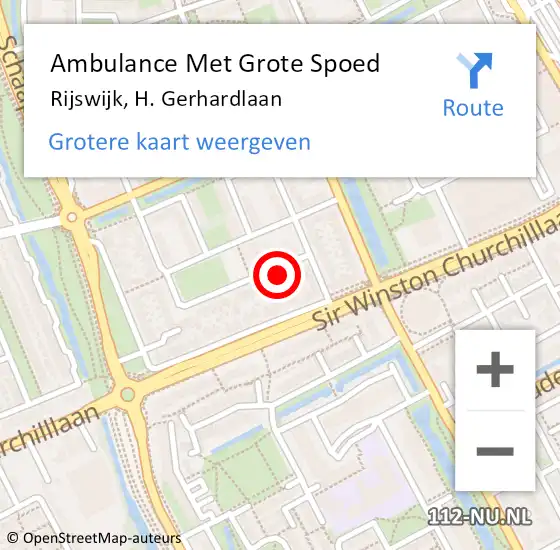 Locatie op kaart van de 112 melding: Ambulance Met Grote Spoed Naar Rijswijk, H. Gerhardlaan op 27 juni 2021 13:30