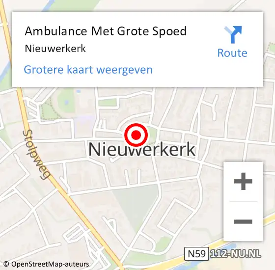 Locatie op kaart van de 112 melding: Ambulance Met Grote Spoed Naar Nieuwerkerk op 27 juni 2021 13:31