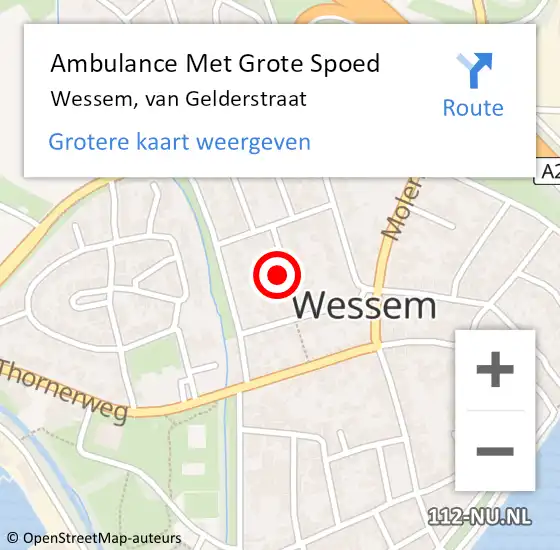Locatie op kaart van de 112 melding: Ambulance Met Grote Spoed Naar Wessem, van Gelderstraat op 27 juni 2021 13:34