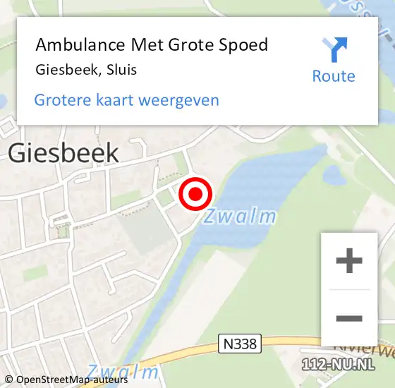 Locatie op kaart van de 112 melding: Ambulance Met Grote Spoed Naar Giesbeek, Sluis op 27 juni 2021 13:52